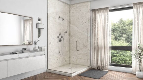2 Panel Shower In Botticino Cream(1)