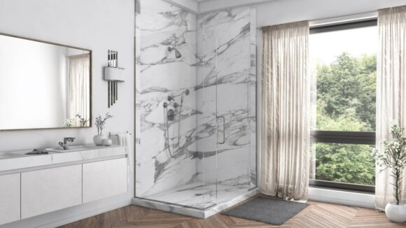 2 Panel Shower In Calacatta White(1)
