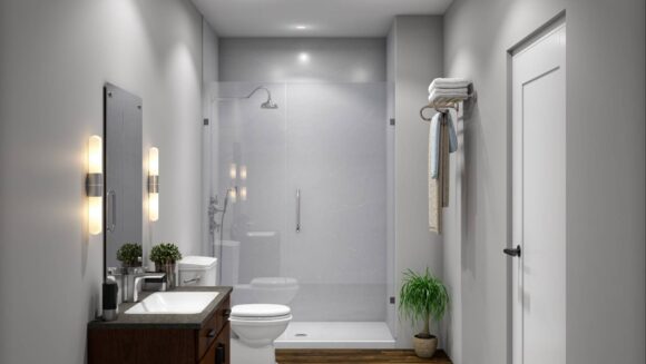3 Panel Alcove Shower In Gray Quartz V01