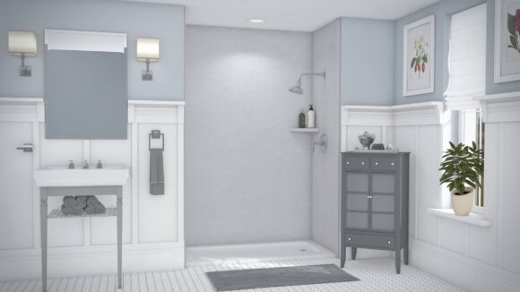 Gray Quartz 3wall Shower 60x80in